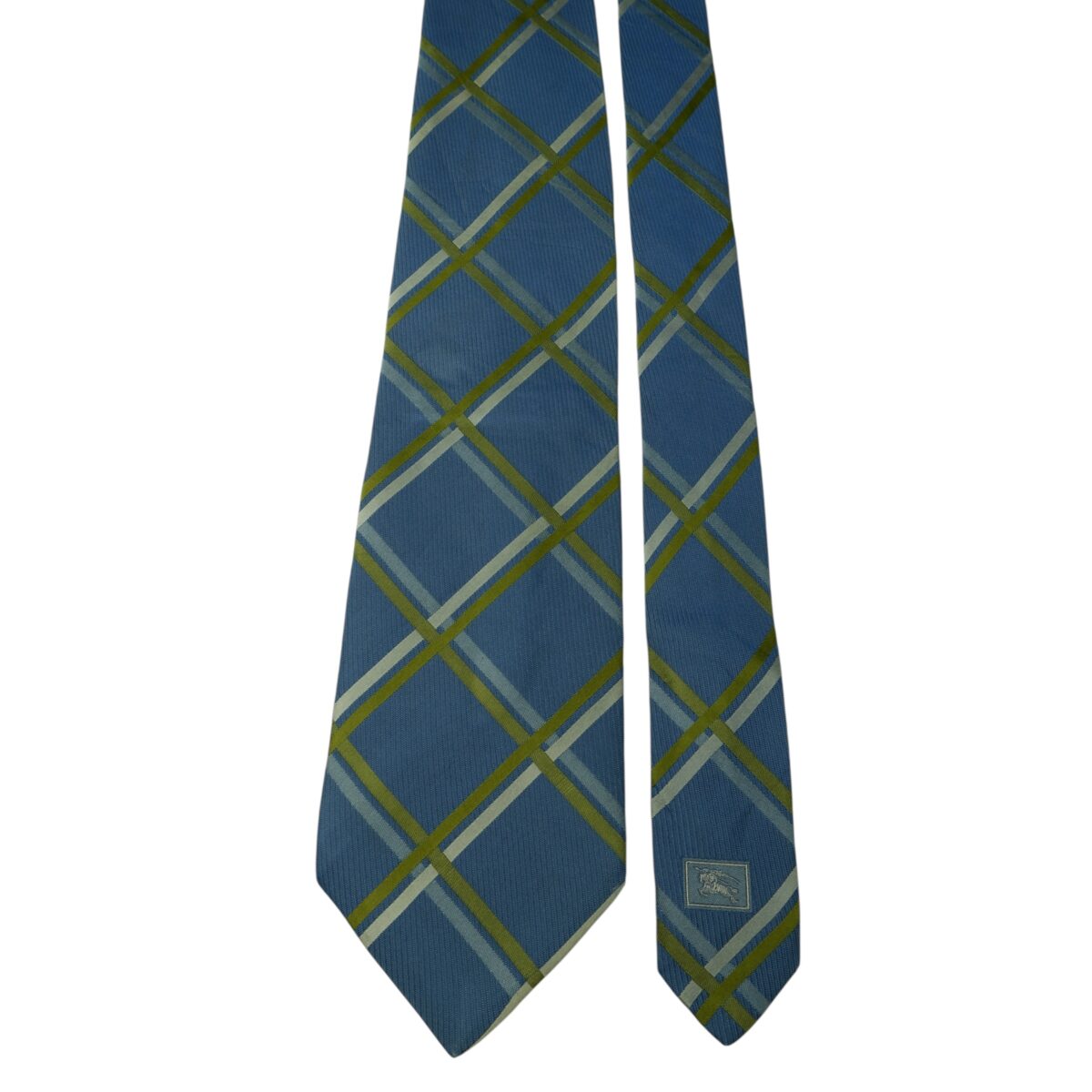a15633 3 Burberry Tie Silk Blue Check Italy (US Import Tax Included) มุมที่ 3