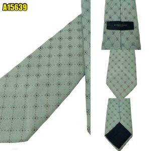 Burberry Tie Silk Blue Geometric Italy (US Import Tax Included) มุมที่ 1