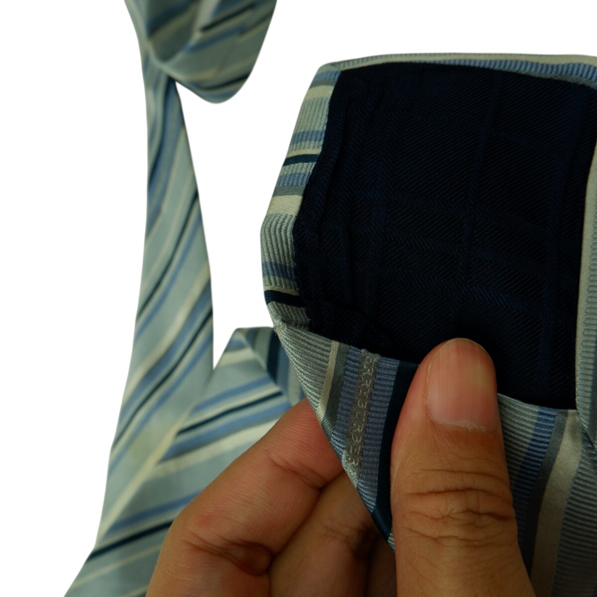 a15642 13 Burberry Tie Silk Light Blue Stripe Italy (US Import Tax Included) มุมที่ 13