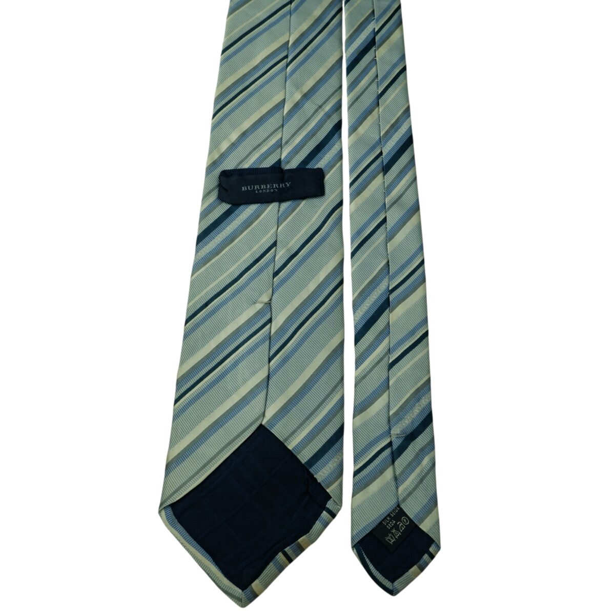 a15642 4 Burberry Tie Silk Light Blue Stripe Italy (US Import Tax Included) มุมที่ 4