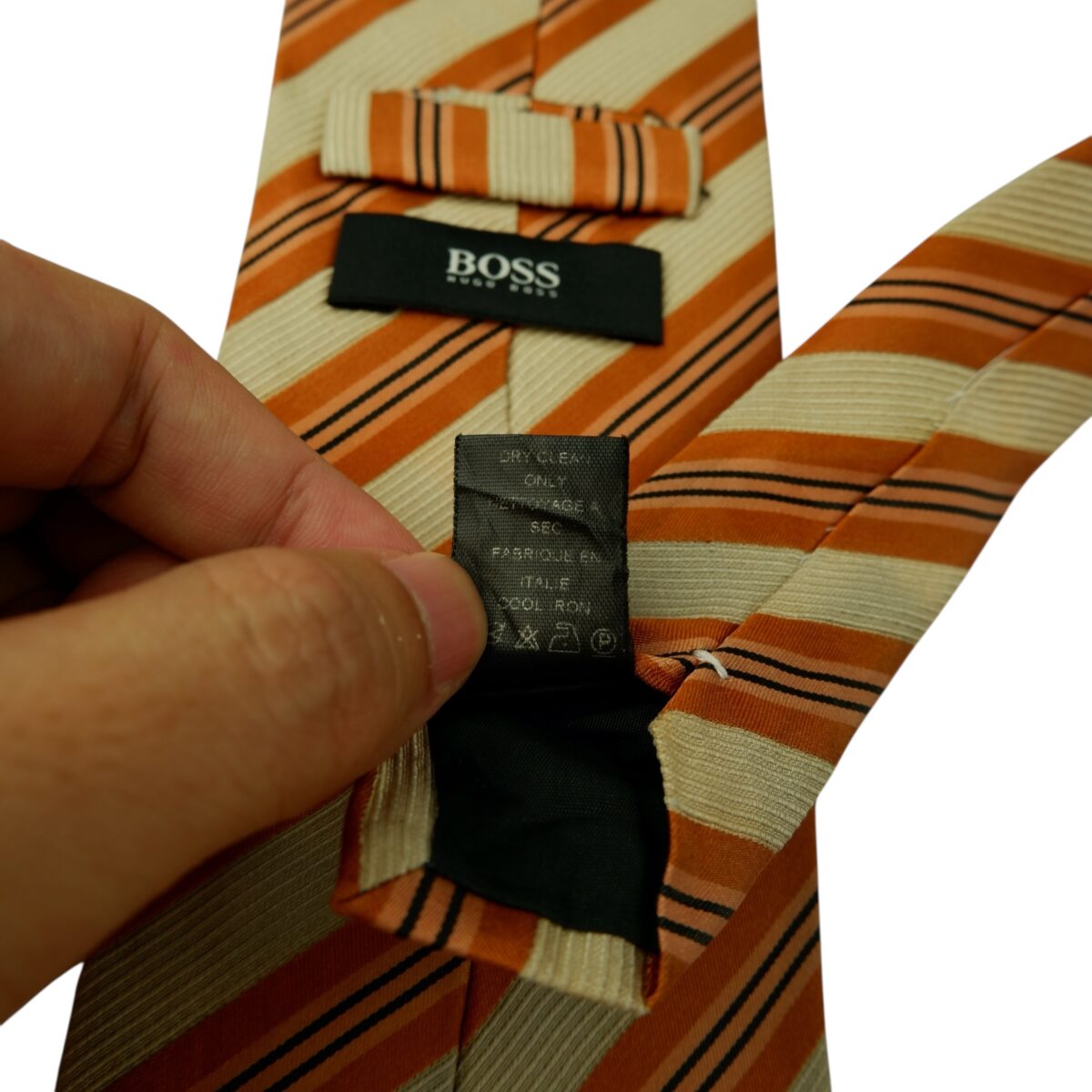 a15658 10 Hugo Boss Tie Silk Brown Stripe Italy (US Import Tax Included) มุมที่ 10