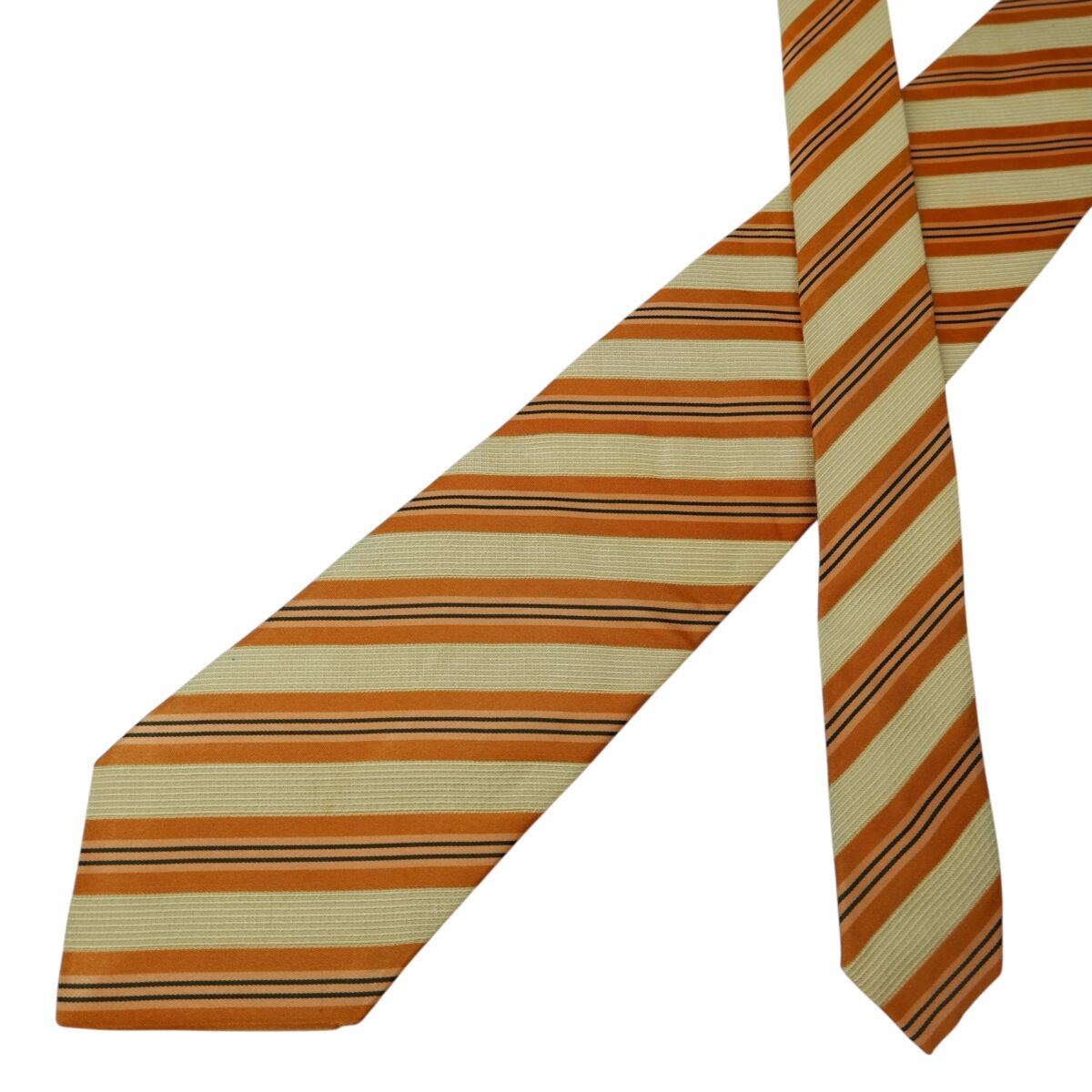 a15658 2 Hugo Boss Tie Silk Brown Stripe Italy (US Import Tax Included) มุมที่ 2