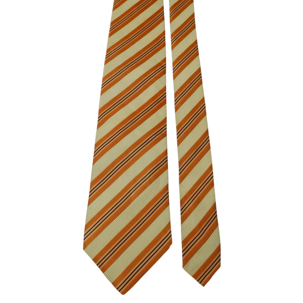 a15658 3 Hugo Boss Tie Silk Brown Stripe Italy (US Import Tax Included) มุมที่ 3