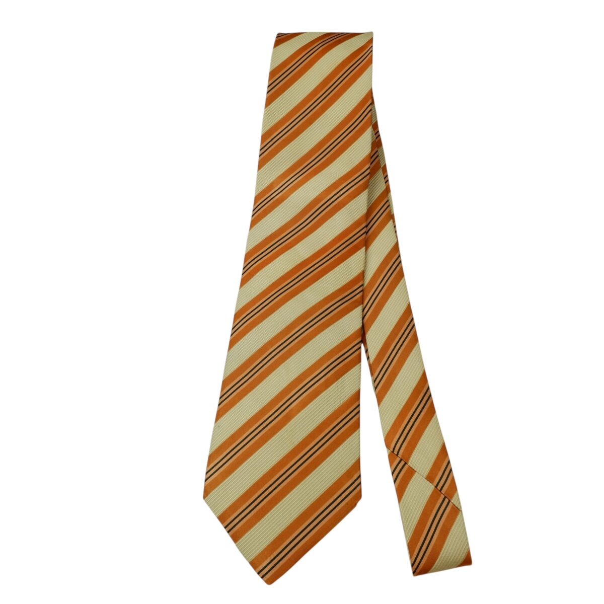 a15658 5 Hugo Boss Tie Silk Brown Stripe Italy (US Import Tax Included) มุมที่ 5
