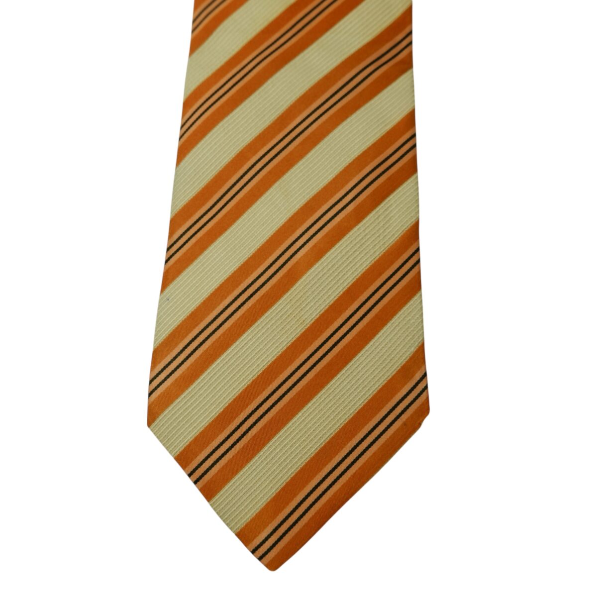 a15658 6 Hugo Boss Tie Silk Brown Stripe Italy (US Import Tax Included) มุมที่ 6