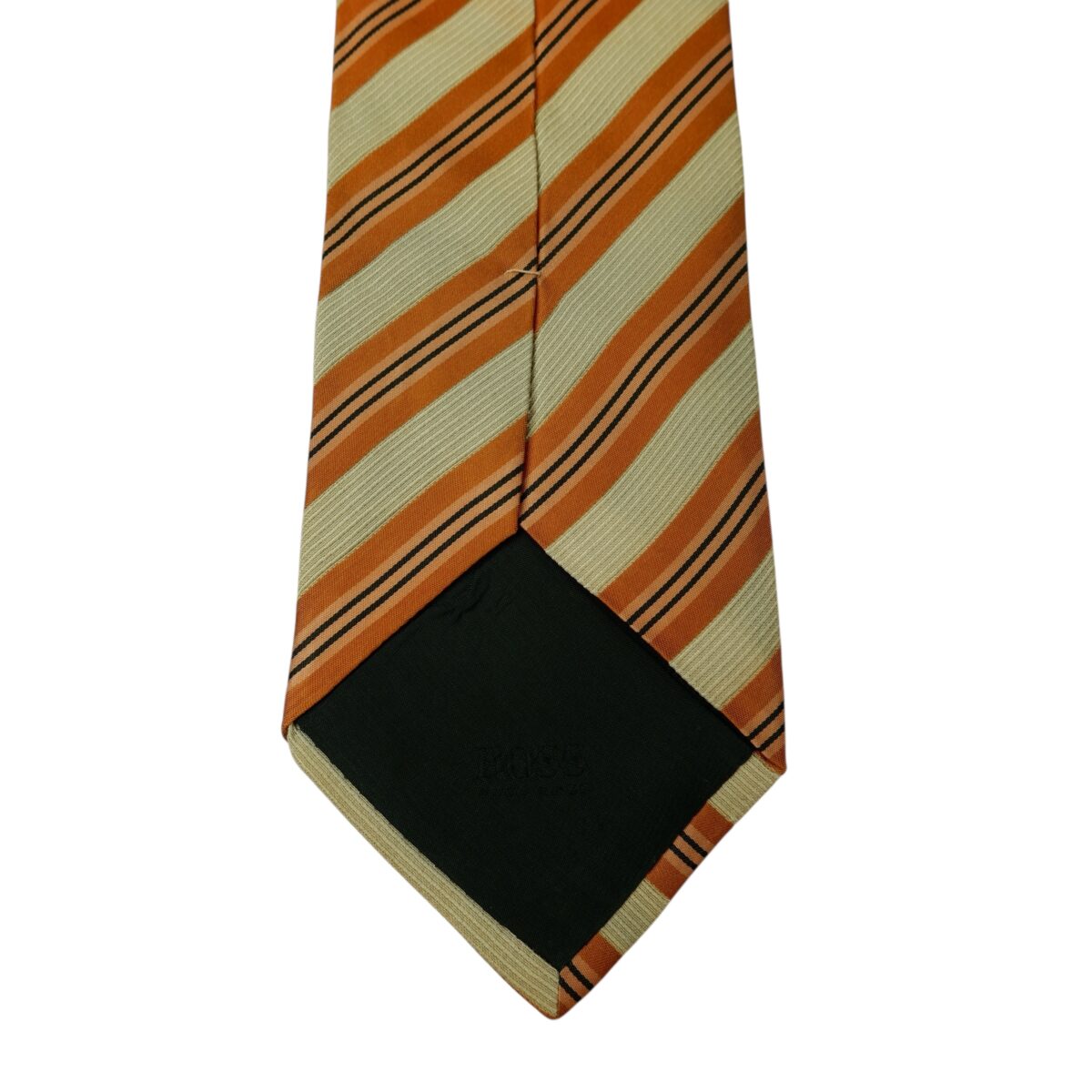 a15658 8 Hugo Boss Tie Silk Brown Stripe Italy (US Import Tax Included) มุมที่ 8