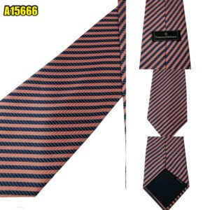 Unbrand Tie Silk Pink Navy Stripe  (US Import Tax Included) มุมที่ 1