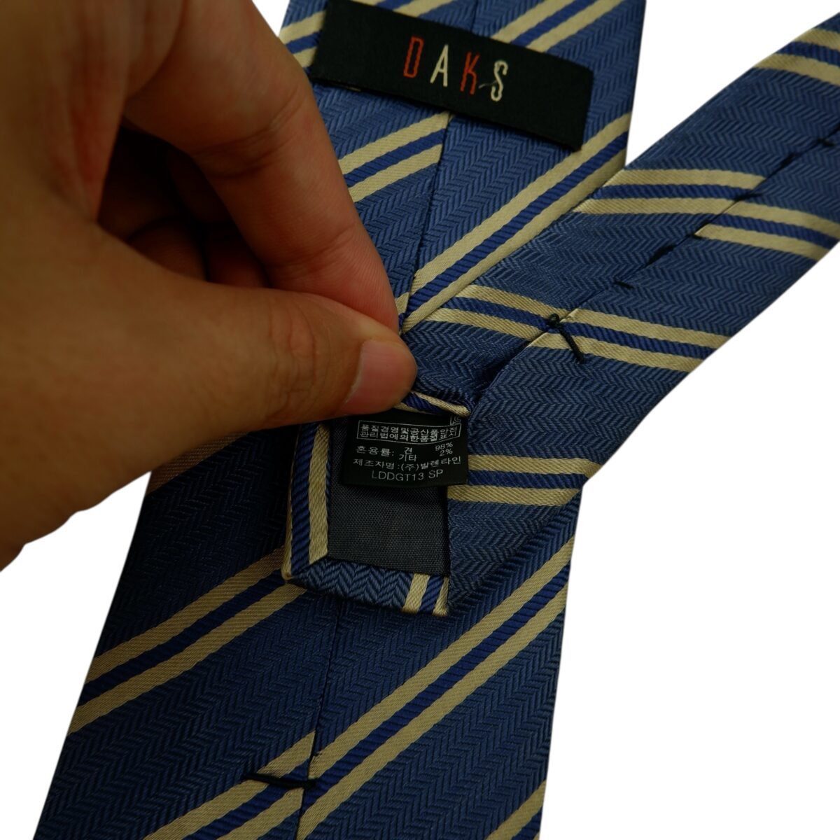 a15678 10 DAKS Tie Silk PE Blue Brown Srtipe Korea (US Import Tax Included) มุมที่ 10