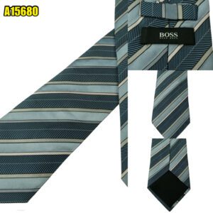 Hugo Boss Tie Silk Dark Grey Stripe Italy (US Import Tax Included) มุมที่ 1