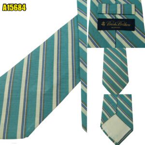 Brooks Brothers Tie Silk Cotton Light Blue White Stripe USA (US Import Tax Included) มุมที่ 1