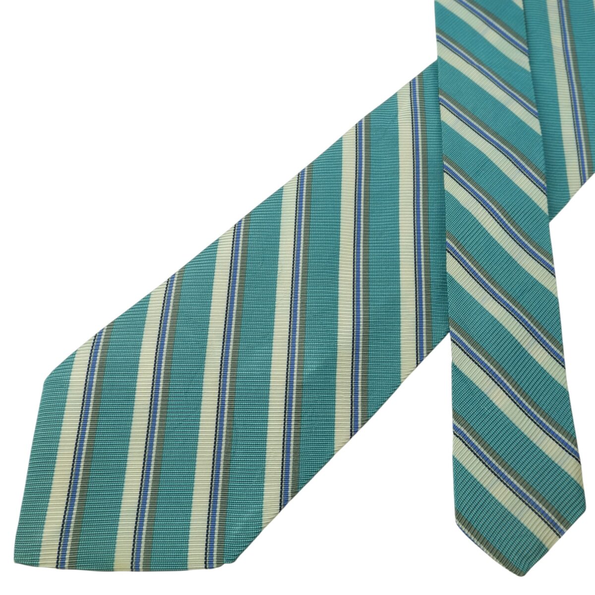 a15684 2 Brooks Brothers Tie Silk Cotton Light Blue White Stripe USA (US Import Tax Included) มุมที่ 2