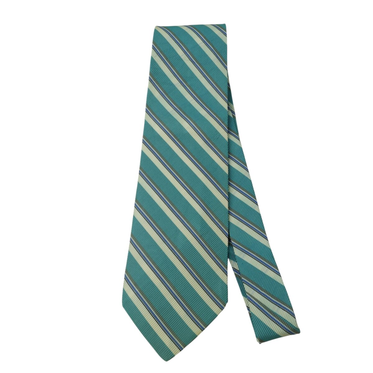 a15684 5 Brooks Brothers Tie Silk Cotton Light Blue White Stripe USA (US Import Tax Included) มุมที่ 5