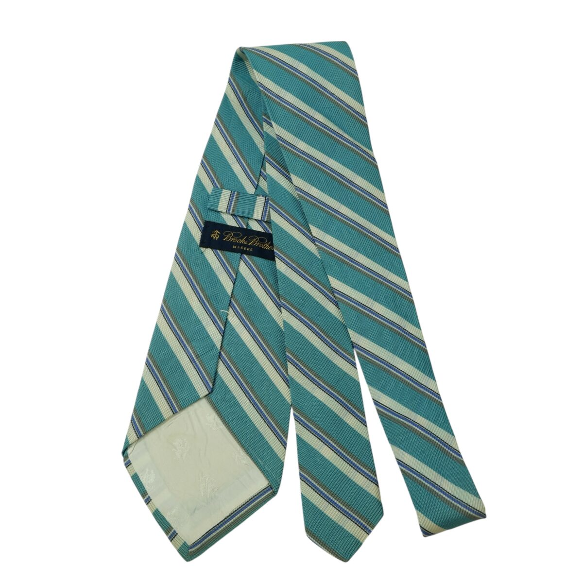 a15684 7 Brooks Brothers Tie Silk Cotton Light Blue White Stripe USA (US Import Tax Included) มุมที่ 7