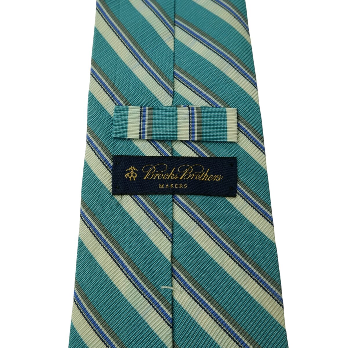 a15684 9 Brooks Brothers Tie Silk Cotton Light Blue White Stripe USA (US Import Tax Included) มุมที่ 9