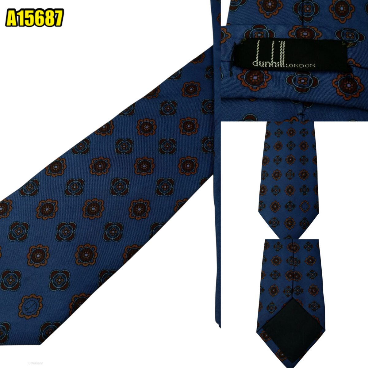 created by photogrid Dunhill Tie Silk Navy Geometric Italy (US Import Tax Included) มุมที่ 1