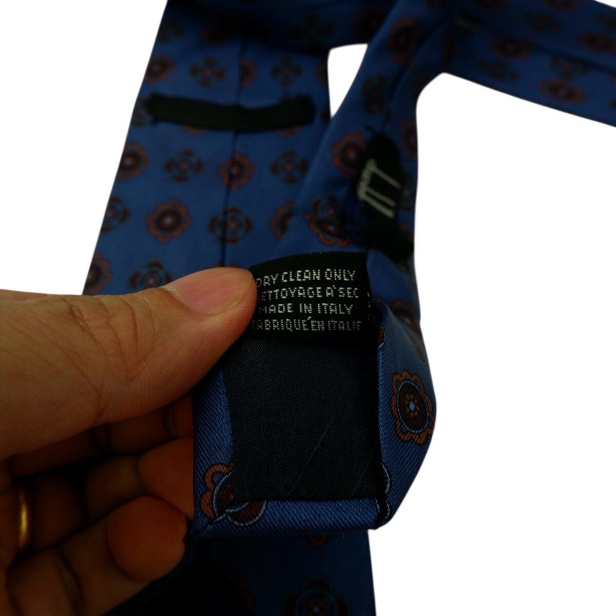 a15687 11 Dunhill Tie Silk Navy Geometric Italy (US Import Tax Included) มุมที่ 11