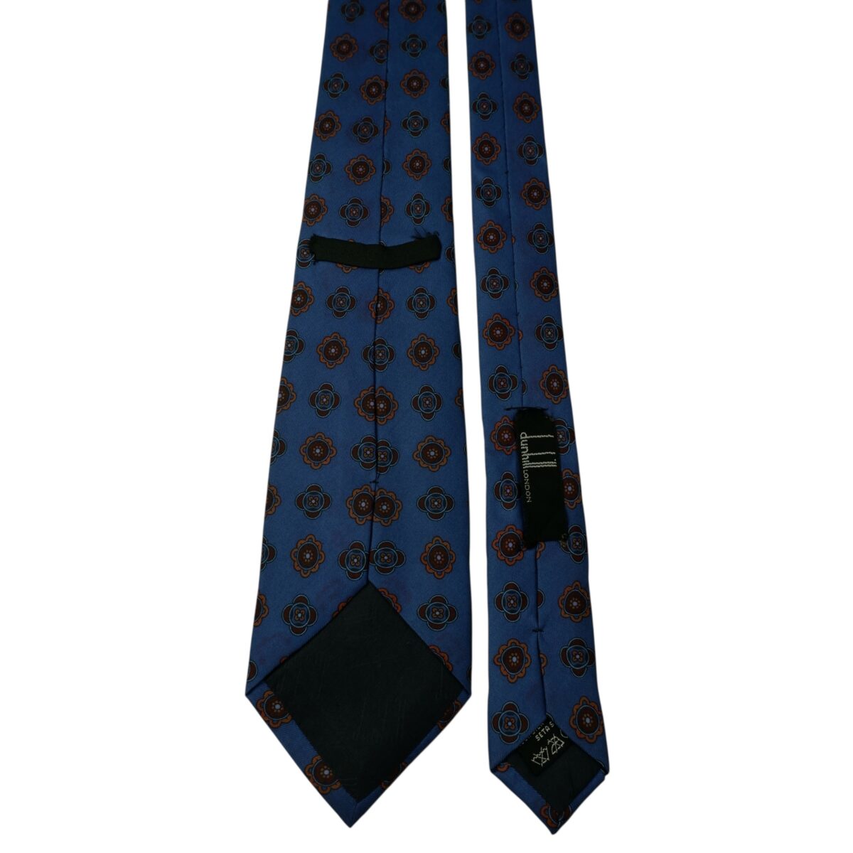 a15687 4 Dunhill Tie Silk Navy Geometric Italy (US Import Tax Included) มุมที่ 4