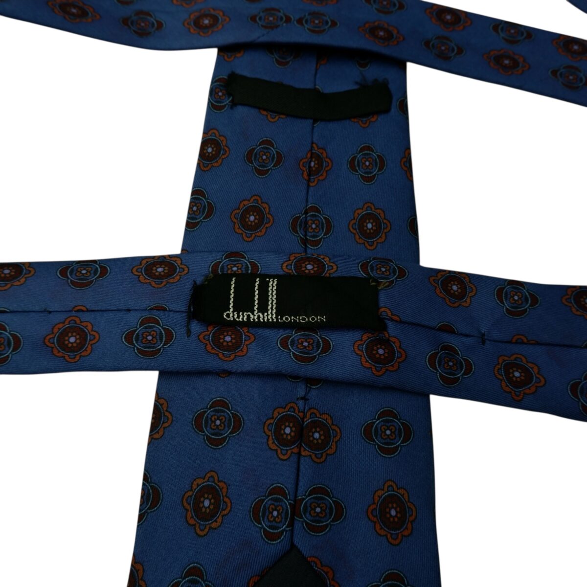 a15687 9 Dunhill Tie Silk Navy Geometric Italy (US Import Tax Included) มุมที่ 9