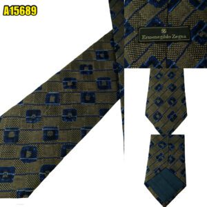 Ermenegildo Zegna Tie Silk Dark Grey Geometric Italy (US Import Tax Included) มุมที่ 1
