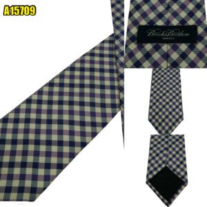 Brooks Brothers Tie Silk Purple Check USA (US Import Tax Included) มุมที่ 1