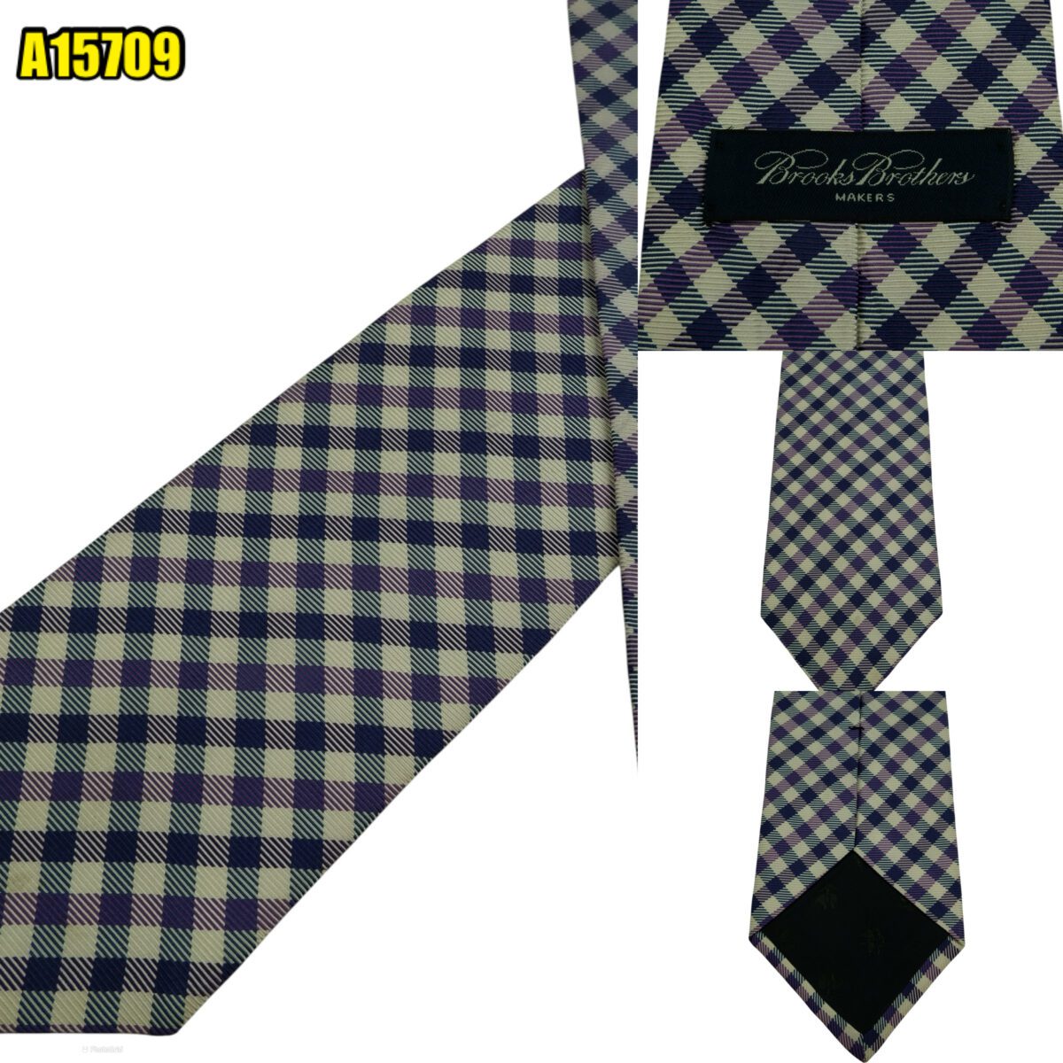 Brooks Brothers Tie Silk Purple Check USA (US Import Tax Included) | mesabb clothing Brooks Brothers Tie Silk Purple Check USA (US Import Tax Included) มุมที่ 1