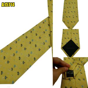Ermenegildo Zegna Tie Silk Yellow Floral Geometric Italy (US Import Tax Included) มุมที่ 1