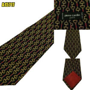 Pierre Cardin Tie Silk Black Chain Stripe Italy (US Import Tax Included) มุมที่ 1