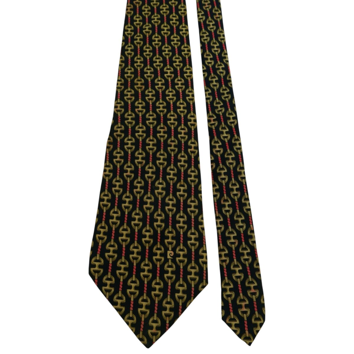 Pierre Cardin Tie Silk Black Chain Stripe Italy (US Import Tax Included) | mesabb clothing Pierre Cardin Tie Silk Black Chain Stripe Italy (US Import Tax Included) มุมที่ 3