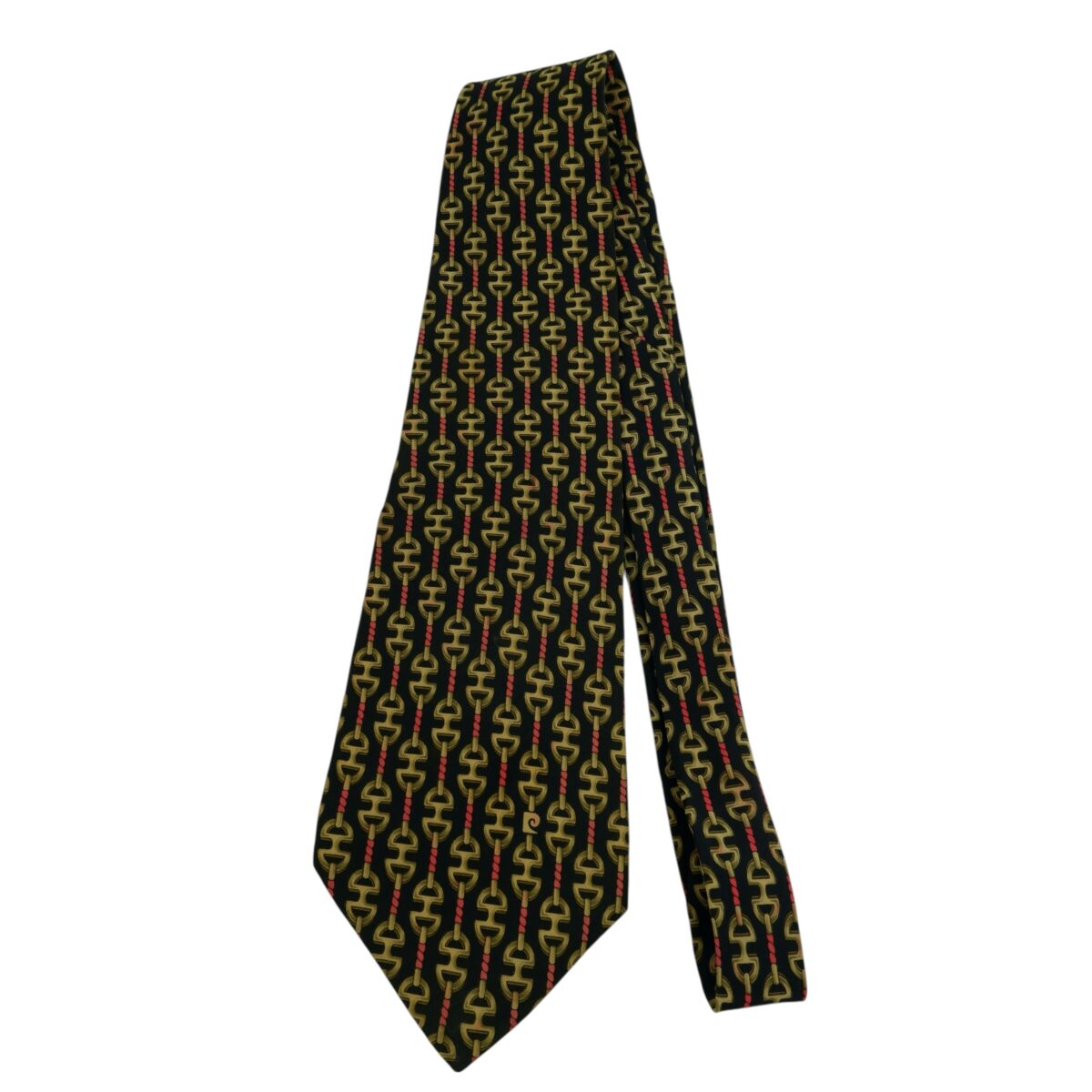 Pierre Cardin Tie Silk Black Chain Stripe Italy (US Import Tax Included) | mesabb clothing Pierre Cardin Tie Silk Black Chain Stripe Italy (US Import Tax Included) มุมที่ 5