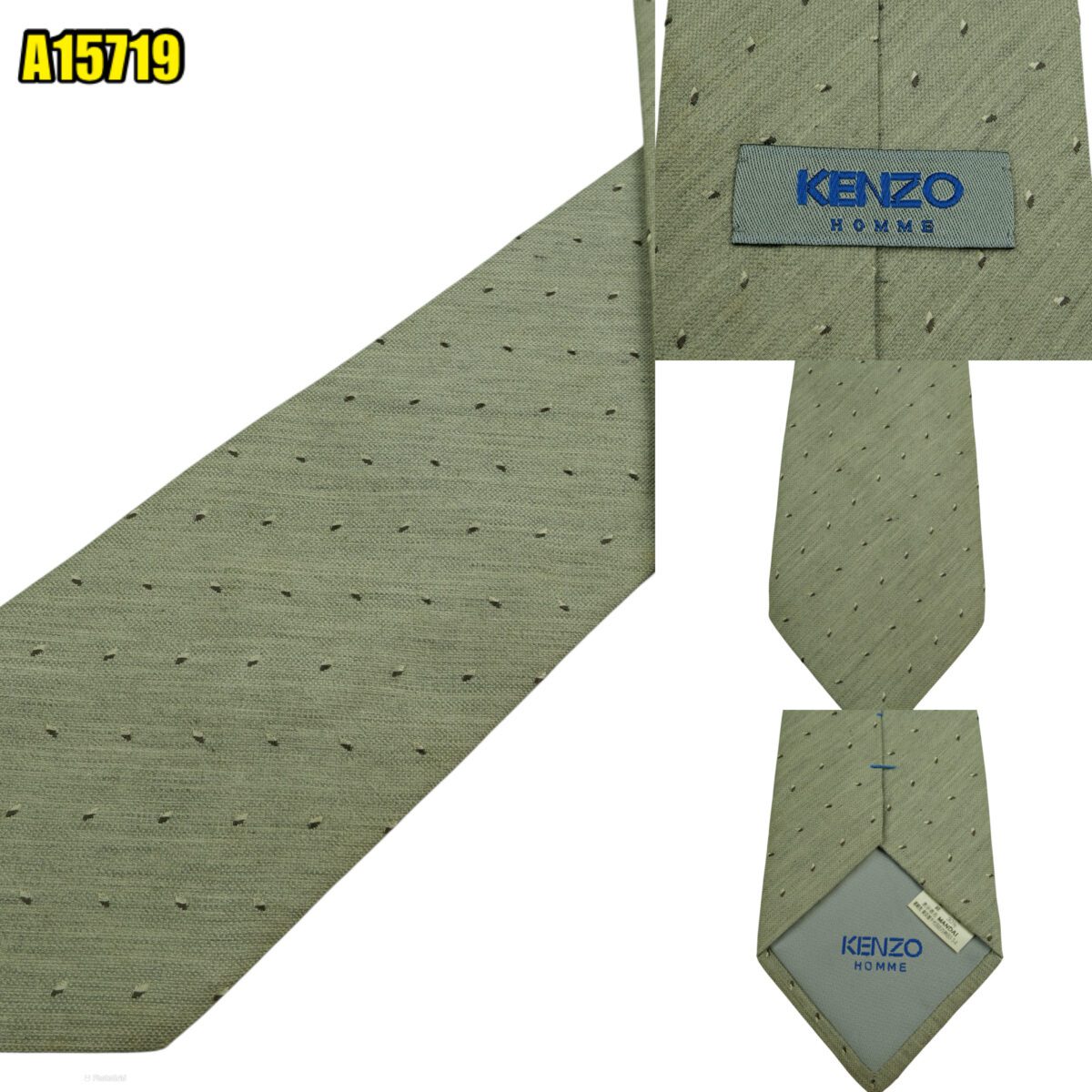 created by photogrid Kenzo Tie Silk Cotton Grey Dot Geometric Japan (US Import Tax Included) มุมที่ 1