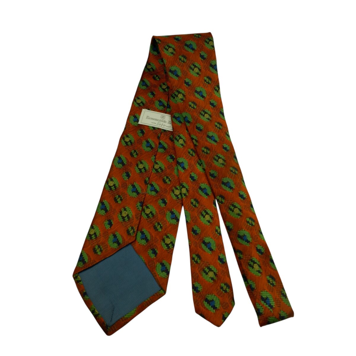 a15721 8 Ermenegildo Zegna Tie Silk Brown Geometric Italy (US Import Tax Included) มุมที่ 8
