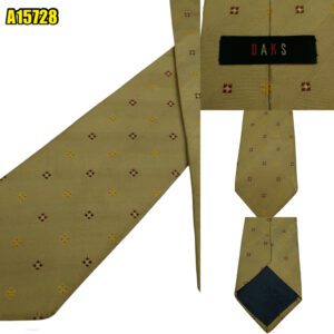 DAKS Tie Silk Brown Geometric  (US Import Tax Included) มุมที่ 1
