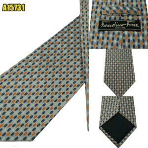 Farentino Ferre Tie Silk Grey Geometric Italy (US Import Tax Included) มุมที่ 1