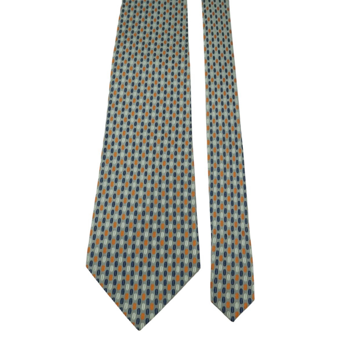 a15731 3 Farentino Ferre Tie Silk Grey Geometric Italy (US Import Tax Included) มุมที่ 3