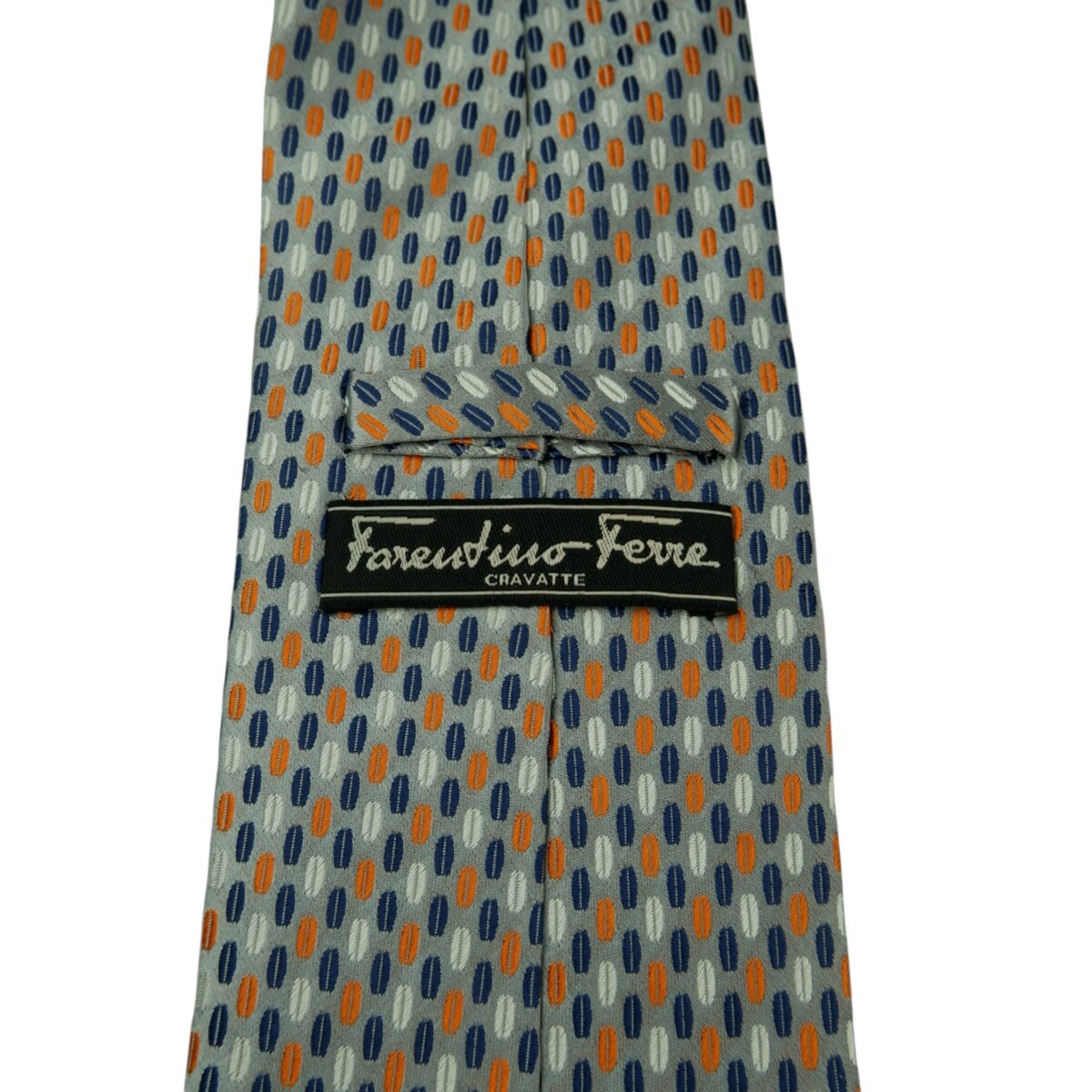 a15731 8 Farentino Ferre Tie Silk Grey Geometric Italy (US Import Tax Included) มุมที่ 8