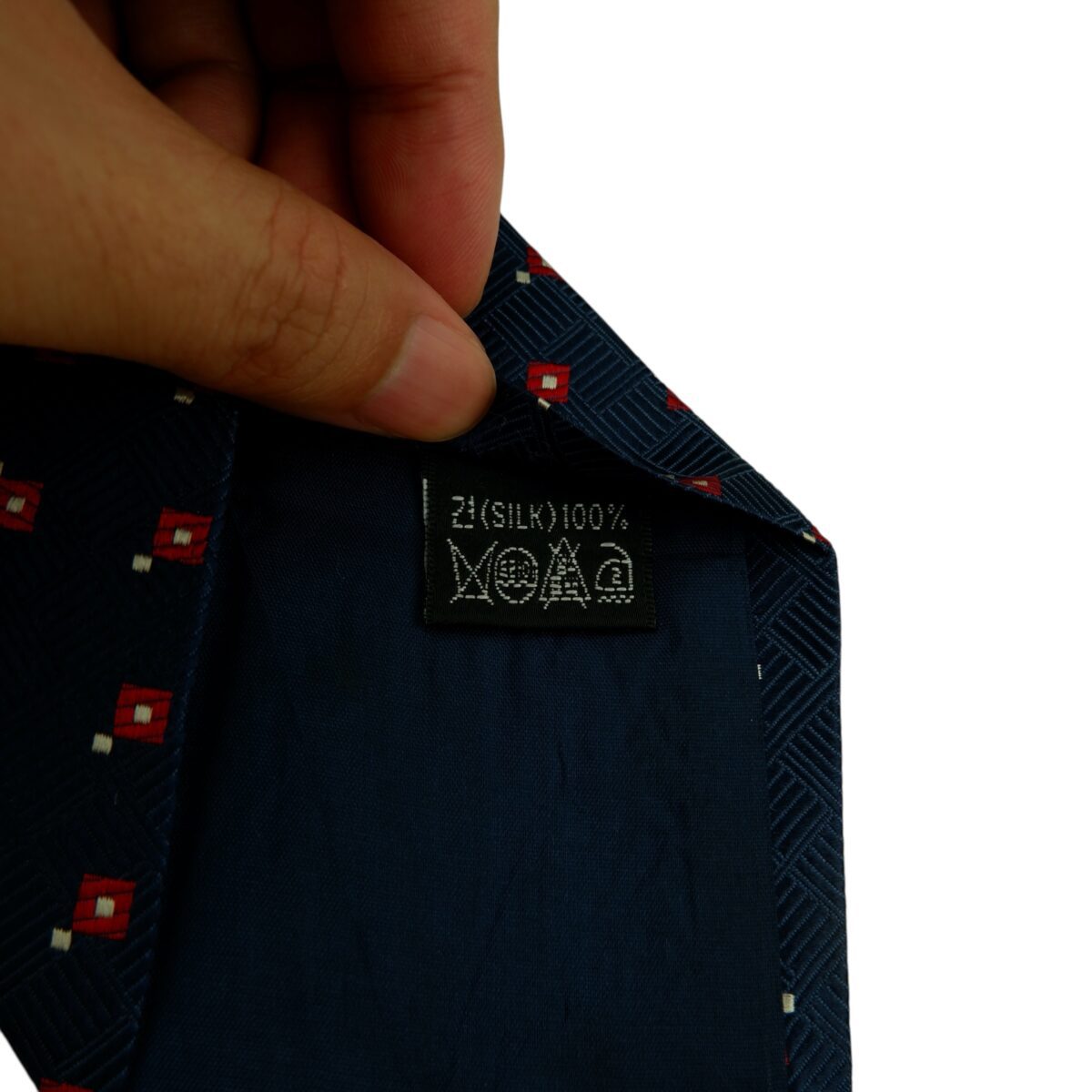 a15735 10 Guy Laroche Tie Silk Dark Navy Geometric Korea (US Import Tax Included) มุมที่ 10