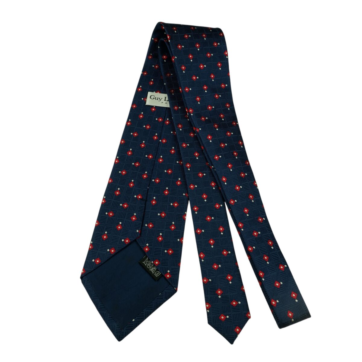 a15735 7 Guy Laroche Tie Silk Dark Navy Geometric Korea (US Import Tax Included) มุมที่ 7