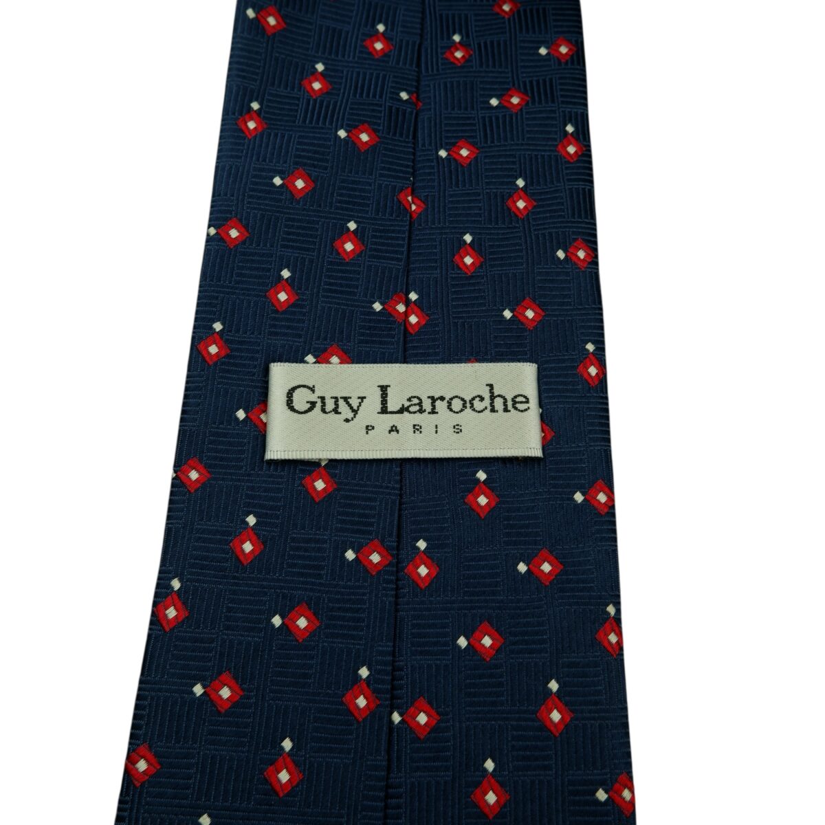 a15735 9 Guy Laroche Tie Silk Dark Navy Geometric Korea (US Import Tax Included) มุมที่ 9