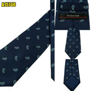 Perfect Suit Factory Tie Silk Dark Navy Paisley Pattern China (US Import Tax Included) มุมที่ 1