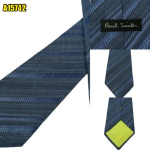 Paul Smith Tie Silk Cotton Dark Navy Stripe England (US Import Tax Included) มุมที่ 1