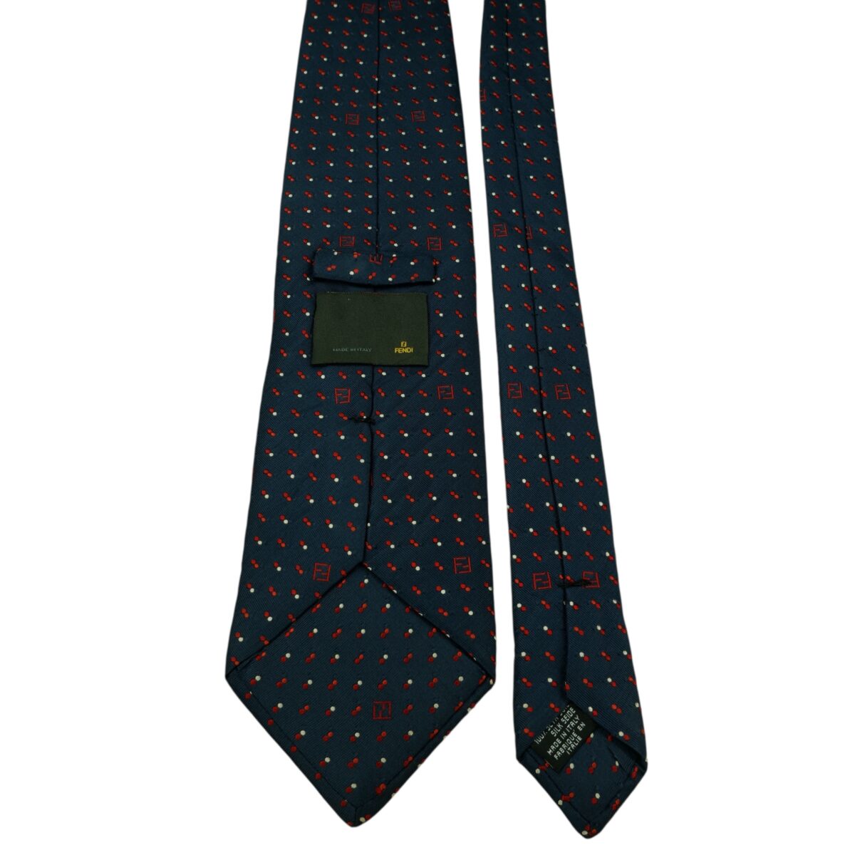 a15745 4 Fendi Tie Silk Dark Navy Geometric Italy (US Import Tax Included) มุมที่ 4