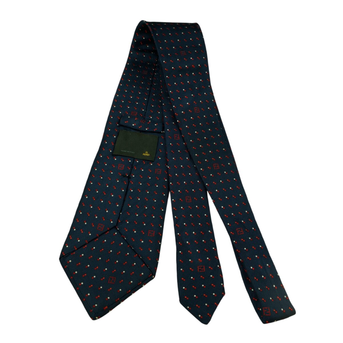 a15745 7 Fendi Tie Silk Dark Navy Geometric Italy (US Import Tax Included) มุมที่ 7