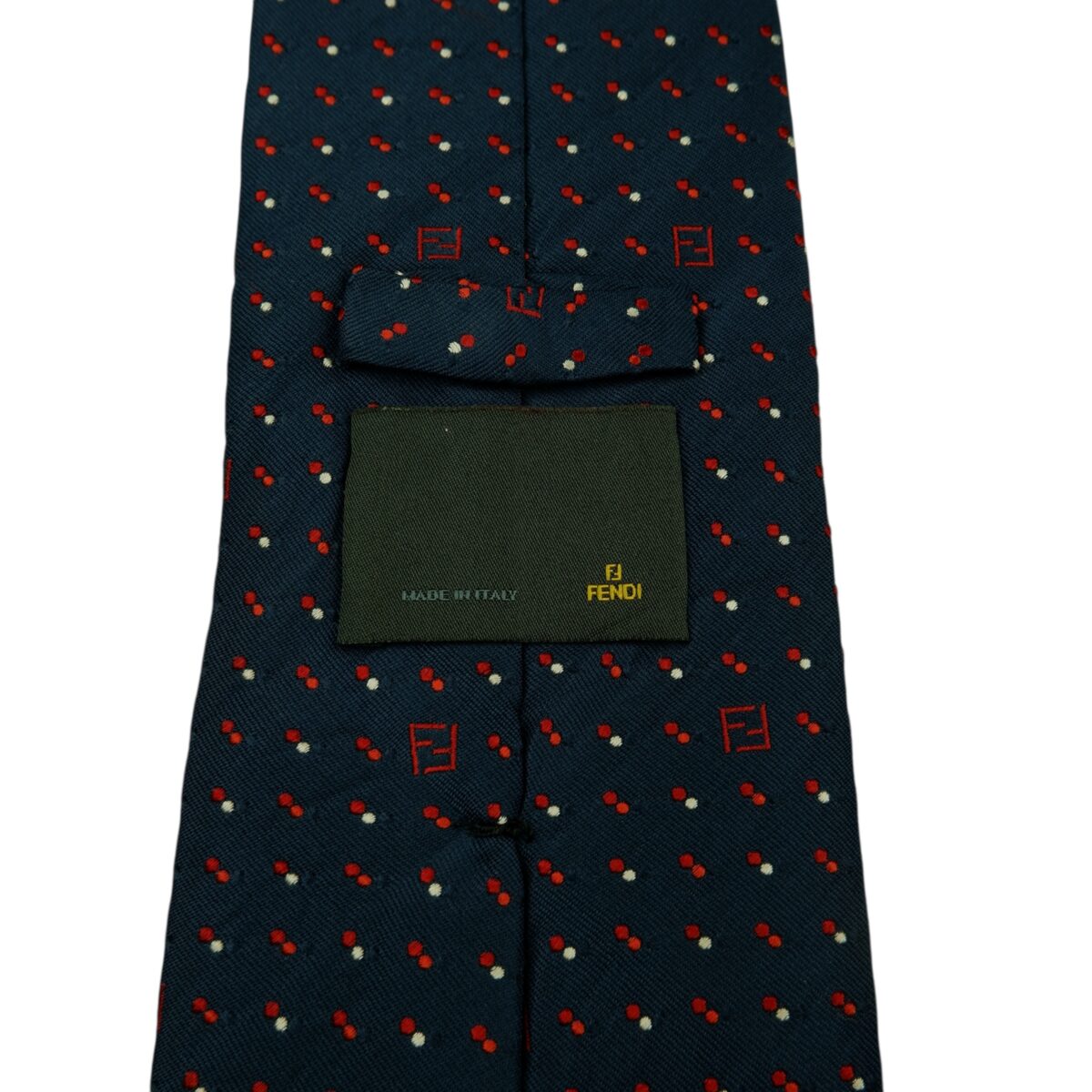 a15745 9 Fendi Tie Silk Dark Navy Geometric Italy (US Import Tax Included) มุมที่ 9