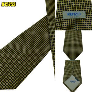 Kenzo Tie Silk Black Gold Geometric Japan (US Import Tax Included) มุมที่ 1