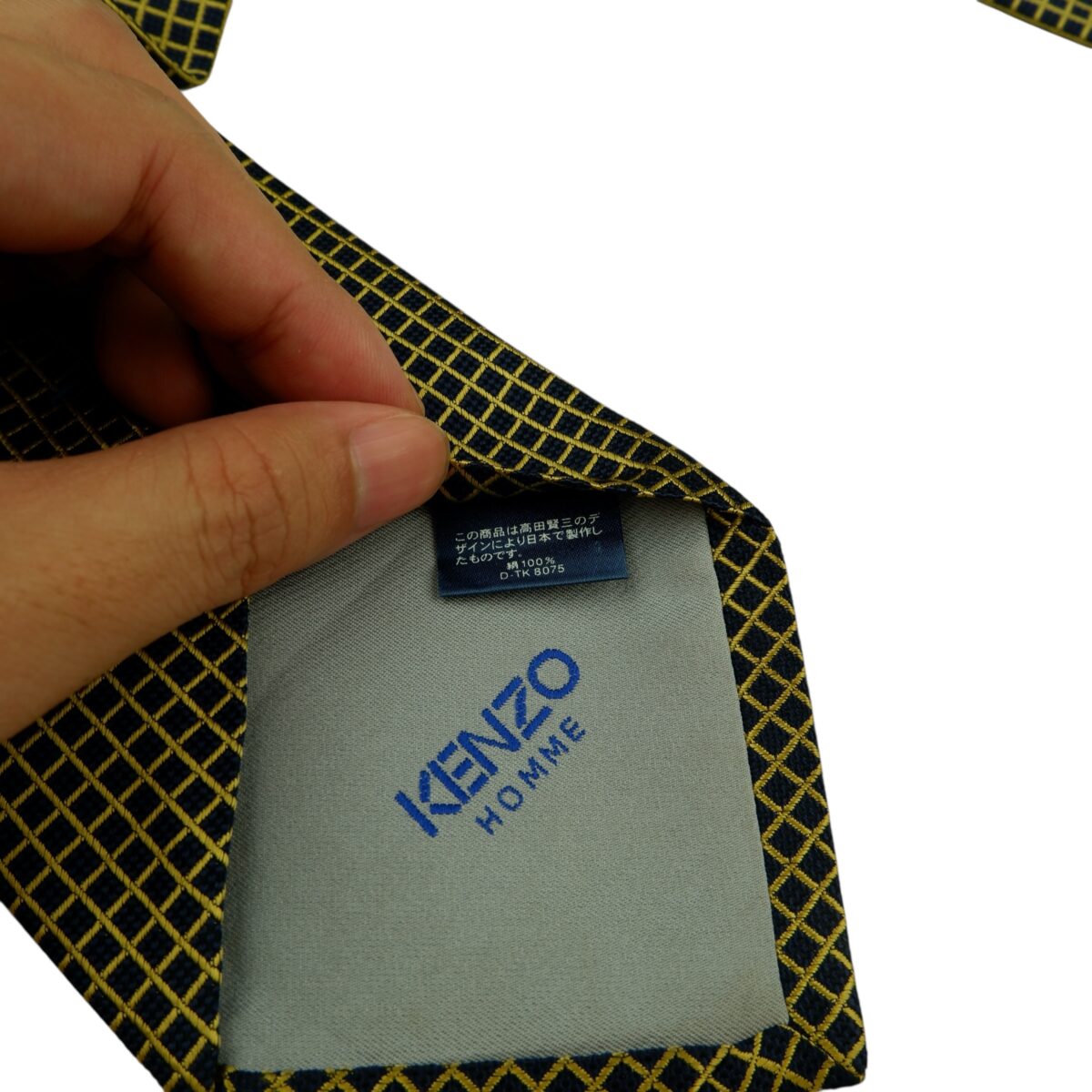 a15753 10 Kenzo Tie Silk Black Gold Geometric Japan (US Import Tax Included) มุมที่ 10