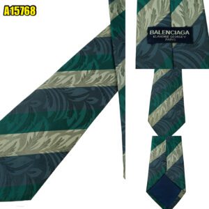 Balenciaga Tie Silk Navy Grey Green Stripe France (US Import Tax Included) มุมที่ 1