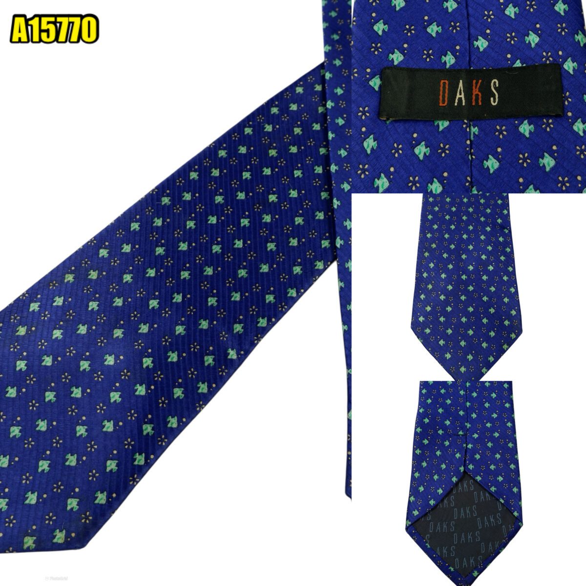 DAKS Tie Silk Purple Fish Geometric Korea (US Import Tax Included) | mesabb clothing DAKS Tie Silk Purple Fish Geometric Korea (US Import Tax Included) มุมที่ 1