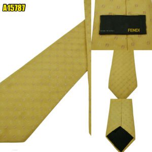 Fendi Tie Silk Beige Geometric Italy (US Import Tax Included) มุมที่ 1