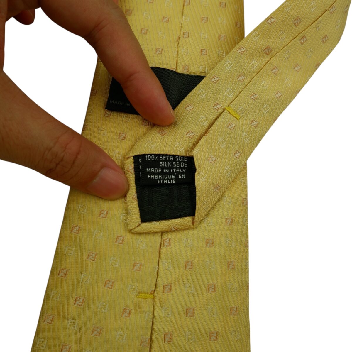 Fendi Tie Silk Beige Geometric Italy (US Import Tax Included) | mesabb clothing Fendi Tie Silk Beige Geometric Italy (US Import Tax Included) มุมที่ 10