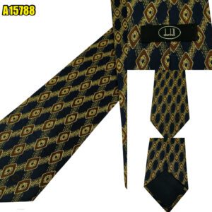 Dunhill Tie Silk Black Geometric England (US Import Tax Included) มุมที่ 1